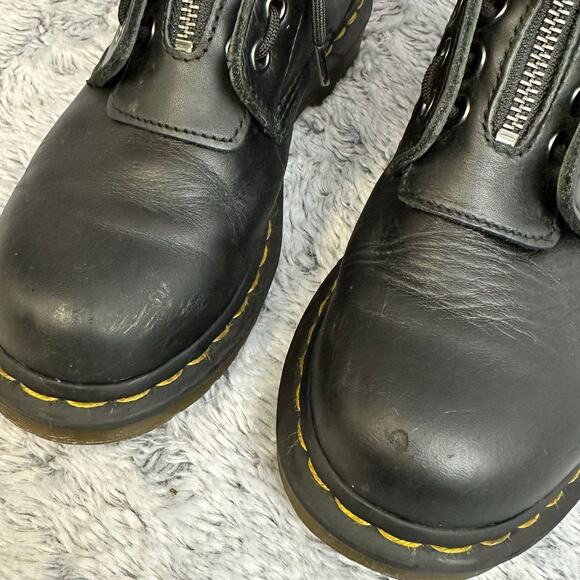 Dr Martens 1460 Pascal Front Zip Leather Boots Black Women's Size 7 - Picture 5 of 10